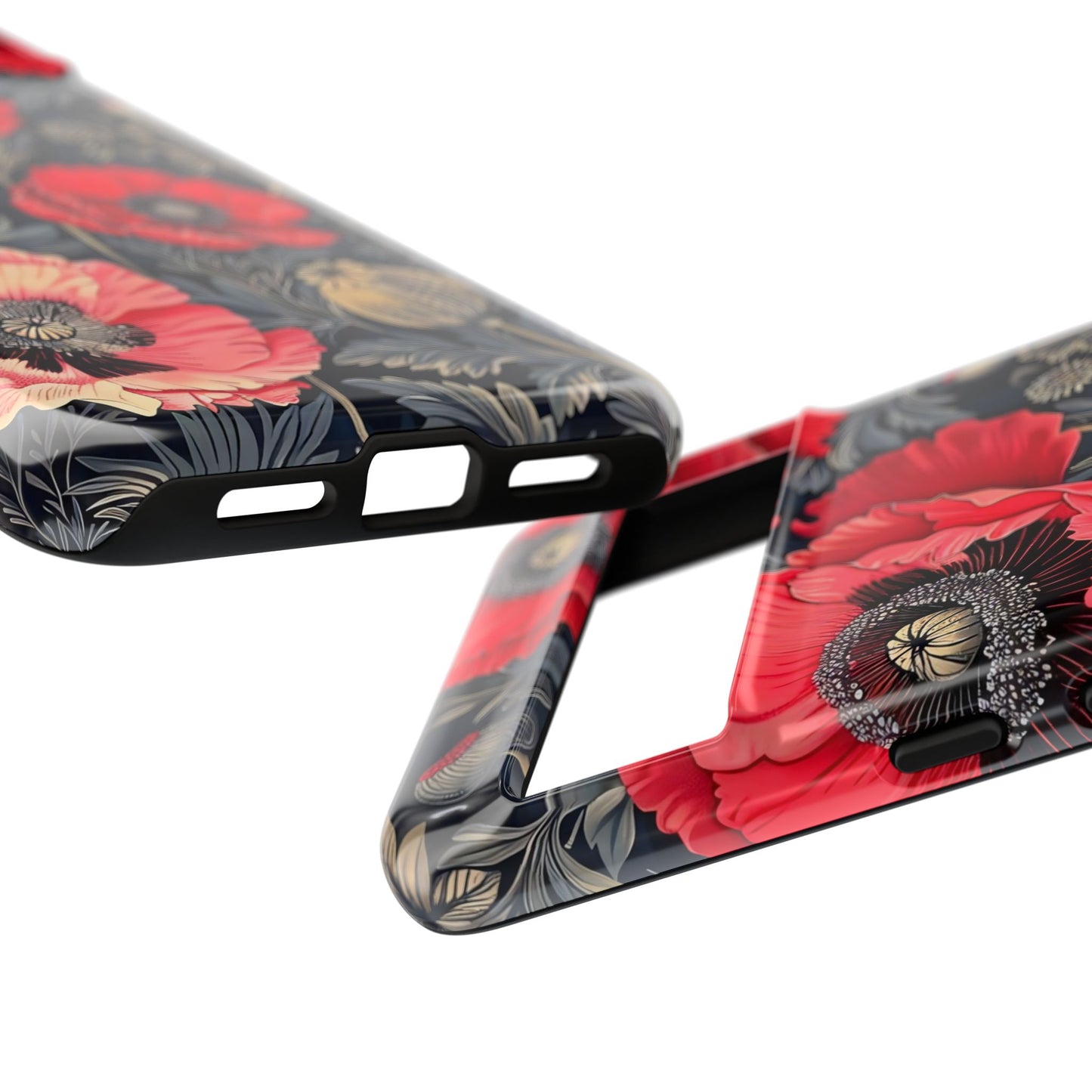 Floral Phone Case with Artistic Poppies, Tough Cases, Flower Design, Nature Lover Gift, Customizable Mobile Cover, Stylish Phone Accessories