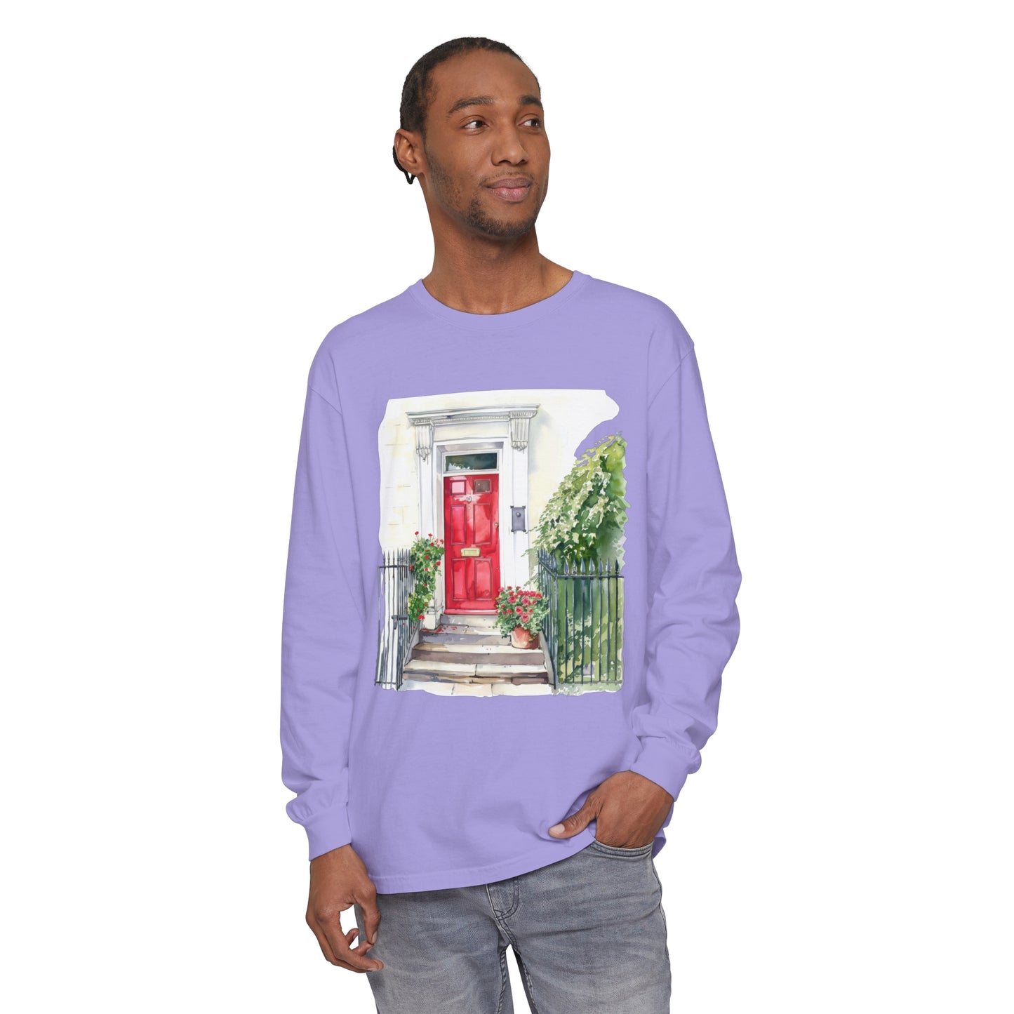 Unisex Garment-dyed Long Sleeve T-Shirt - England Aesthetics - Embracing Classic British Charm and Style