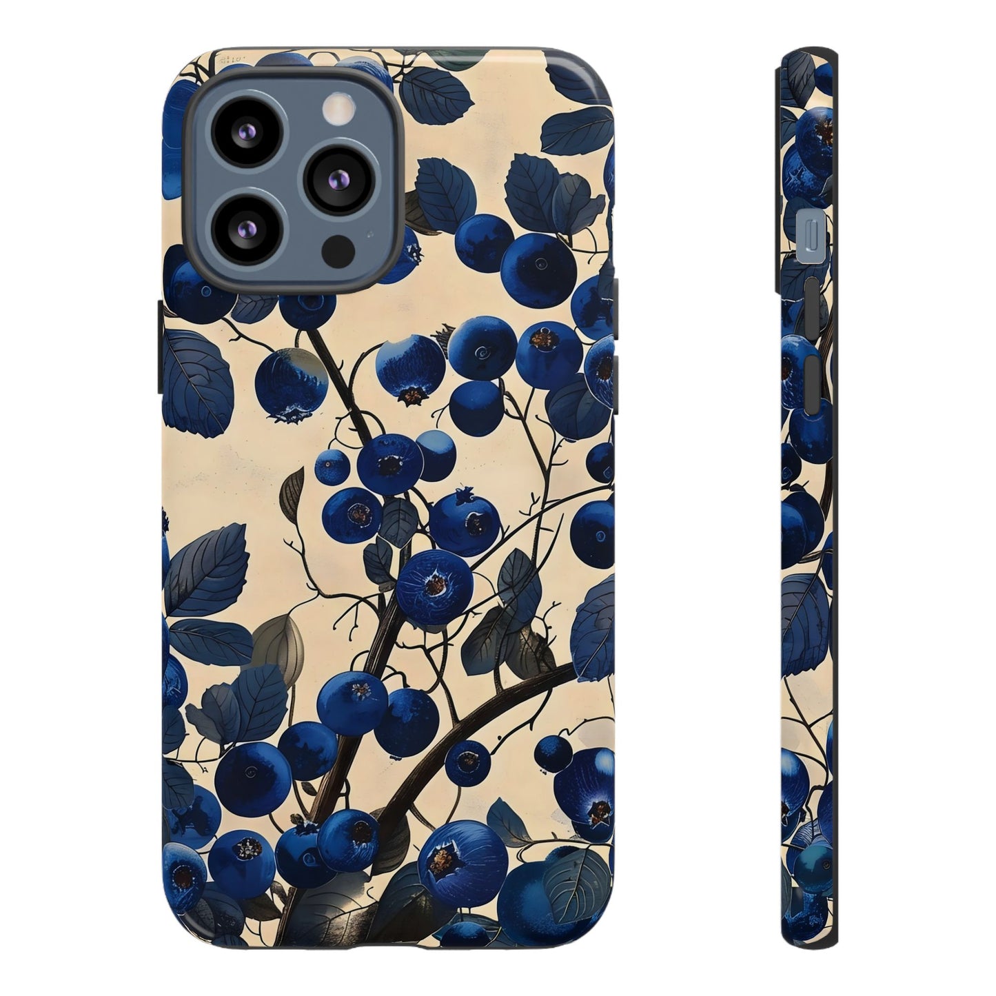 Blue Berry Tough Phone Case, Floral Phone Cover, Stylish Protective Case, Unique Gift for Her, Phone Accessories