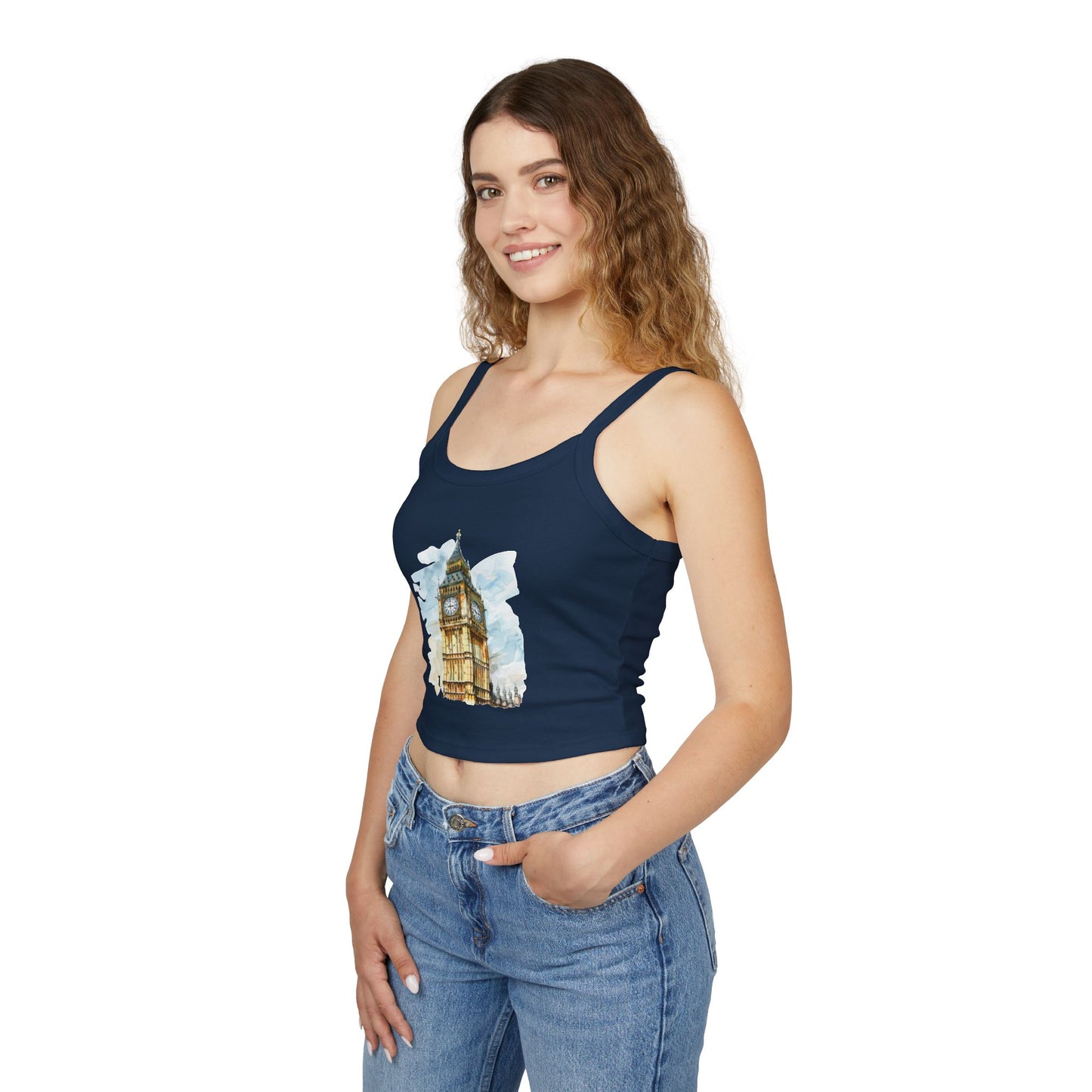 Women's Spaghetti Strap Tank Top - Historic Big Ben England Tower Artwork