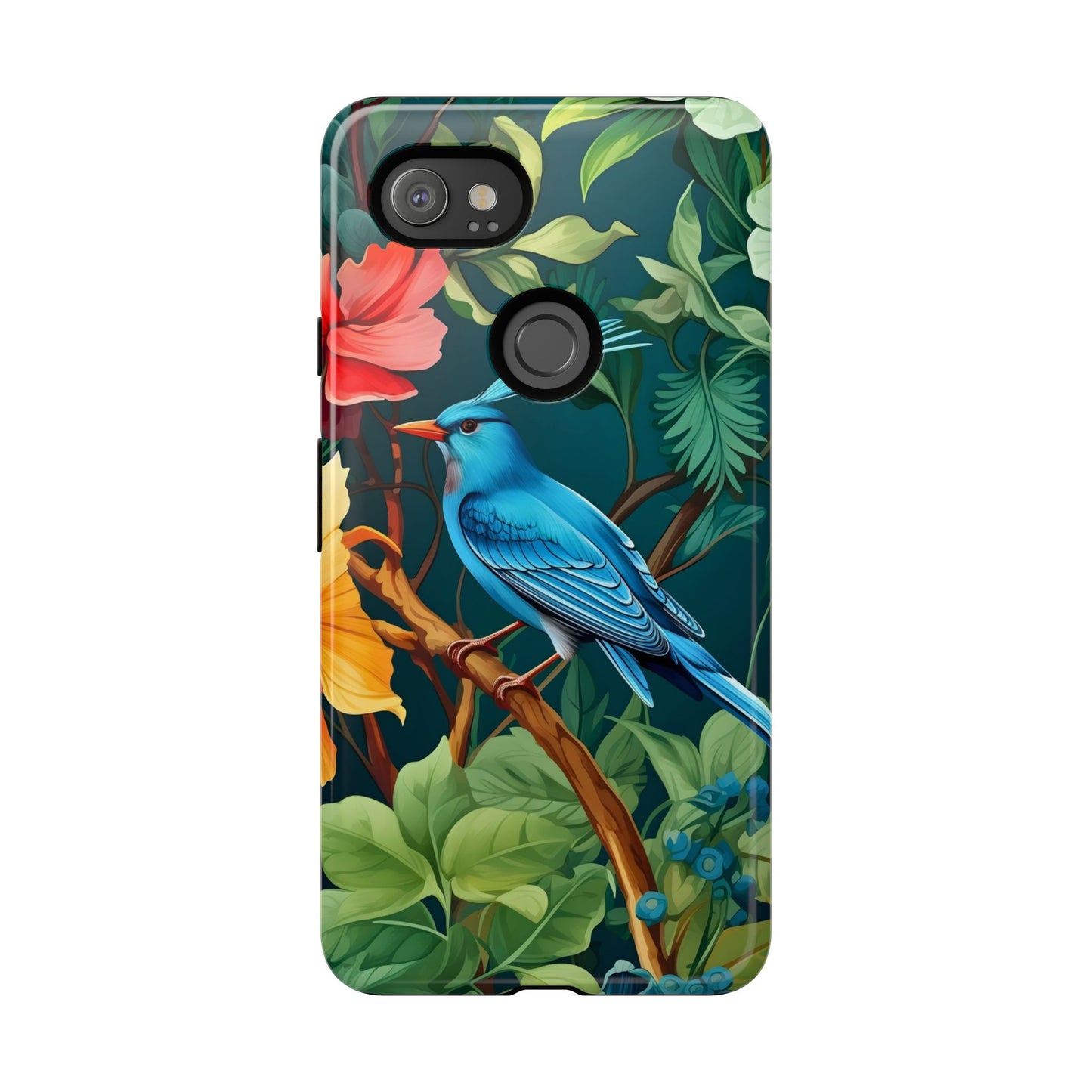 Tough Cases - Vibrant Bird Phone Case, Floral Design, Nature Lover, Unique Gift, Stylish Protection, Phone Accessories