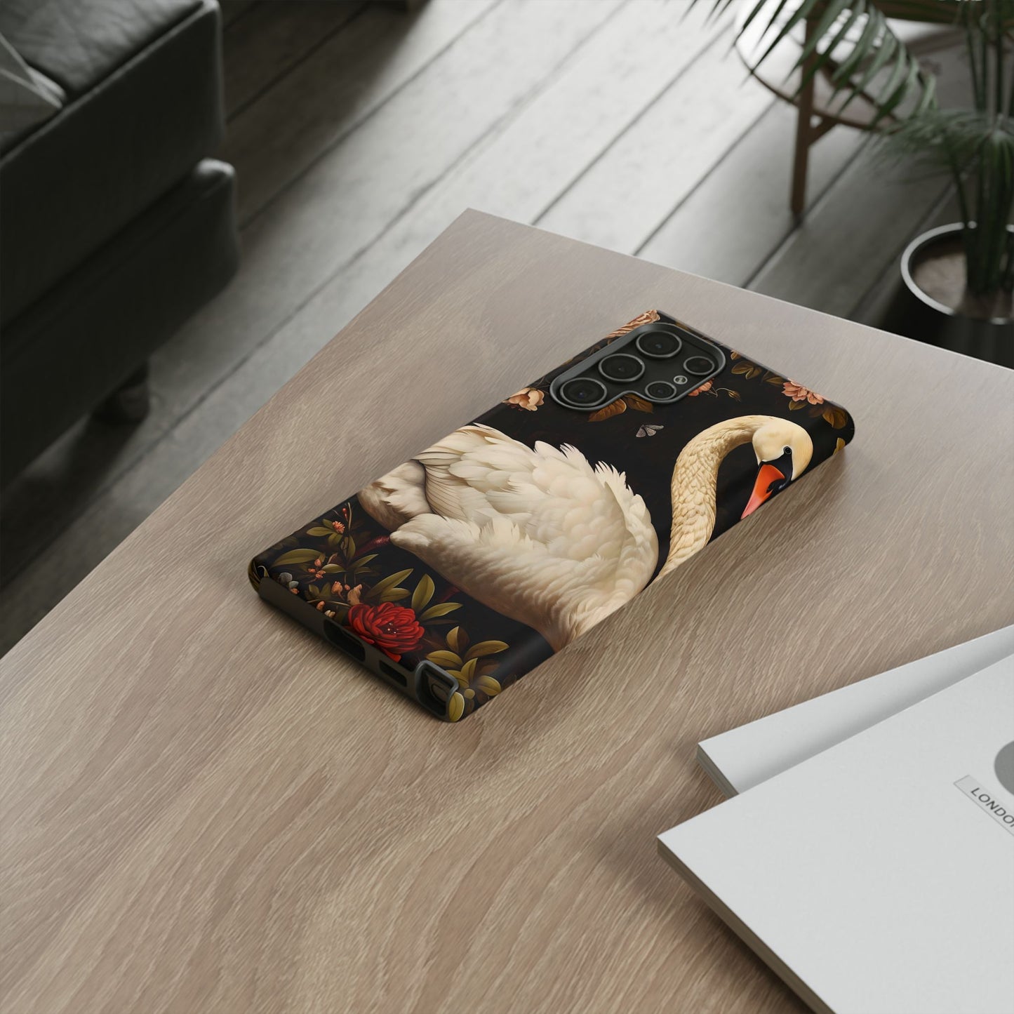 Elegant Swan Phone Case, Floral iPhone Cover, Tough Phone Case, Gift for Her, Nature Lover, Mother's Day, Birthday