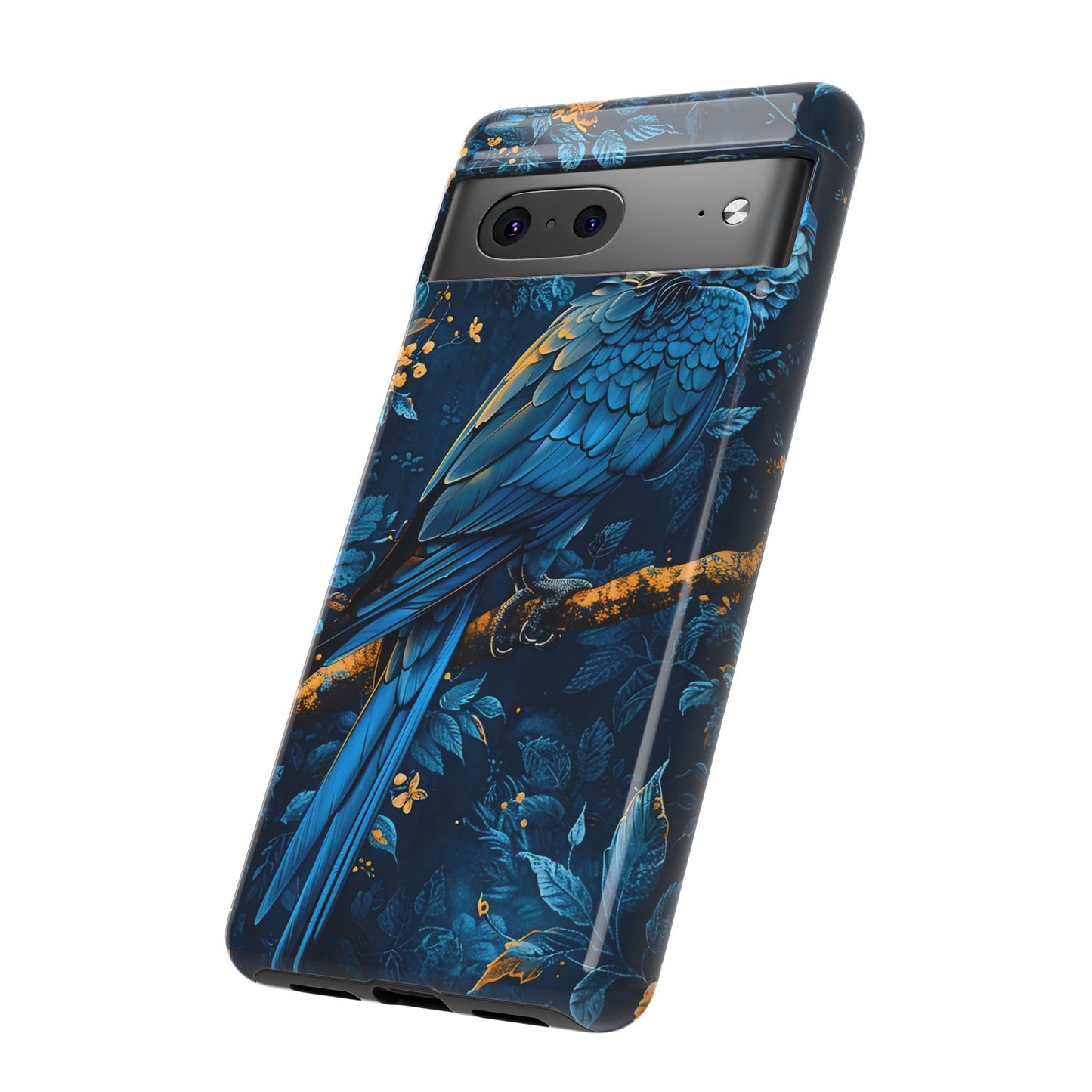 Tough Cases - Vibrant Blue Parrot Phone Case, Tropical Bird Phone Cover, Nature Lover Gift, Eco-Friendly Accessories, Unique Wildlife Decor