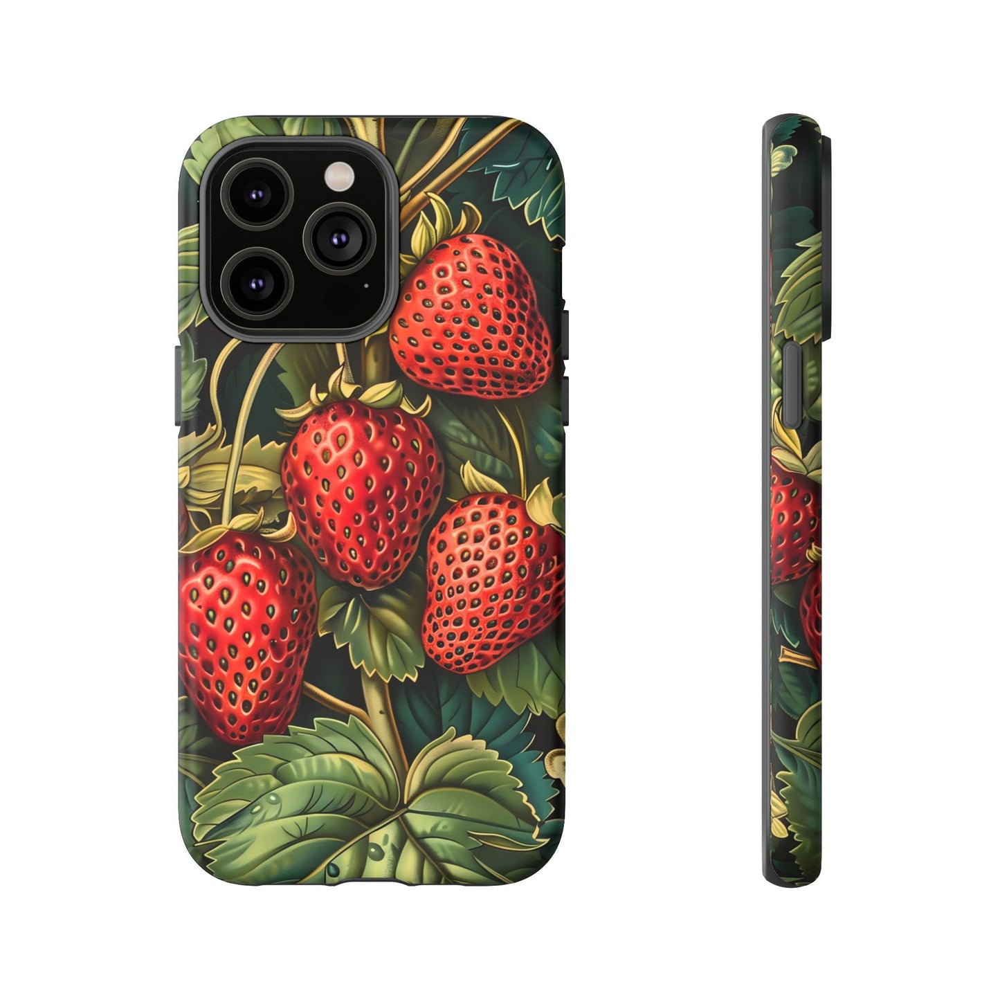 Strawberry Phone Case, Tough Berry Case, Floral Phone Cover, Cute Smartphone Shell, Nature-Inspired Gift