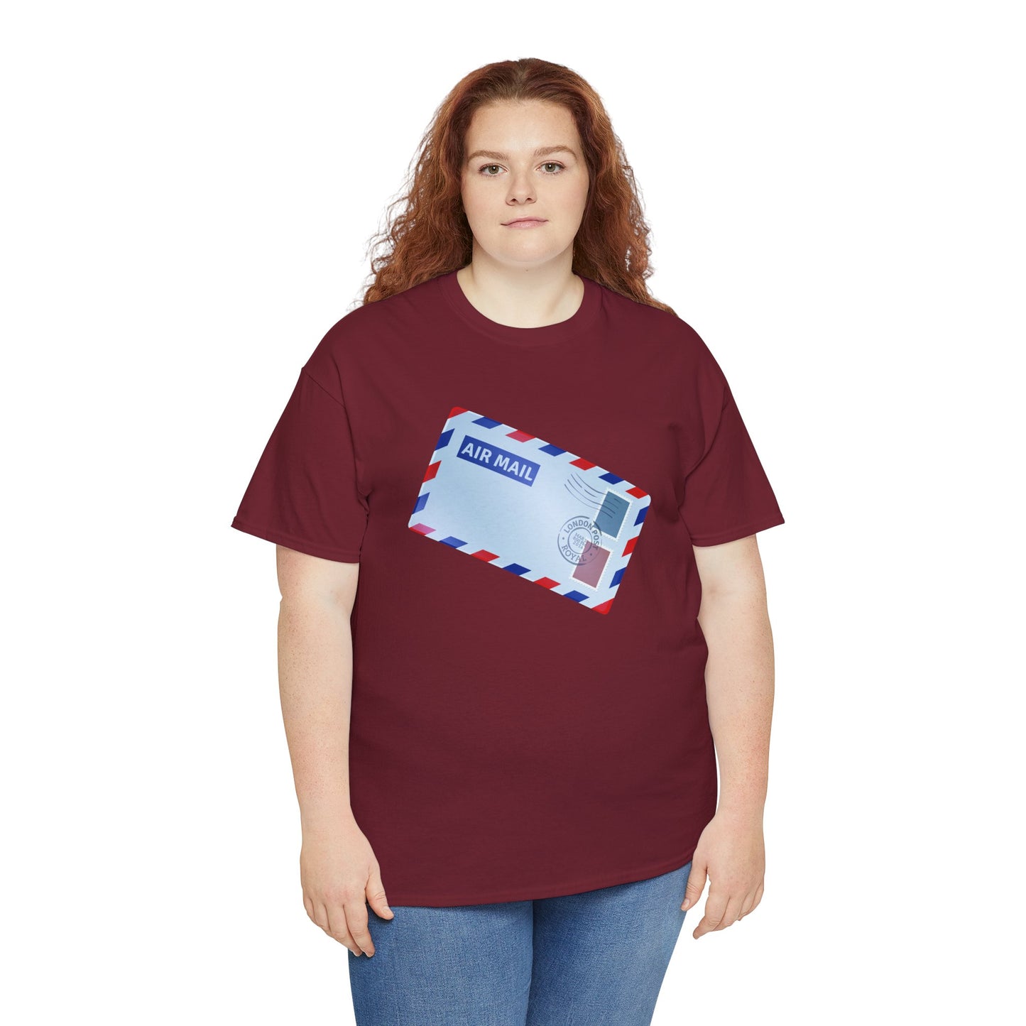 Unisex Heavy Cotton Tee - Vintage British Air Mail - Classic Postal Design