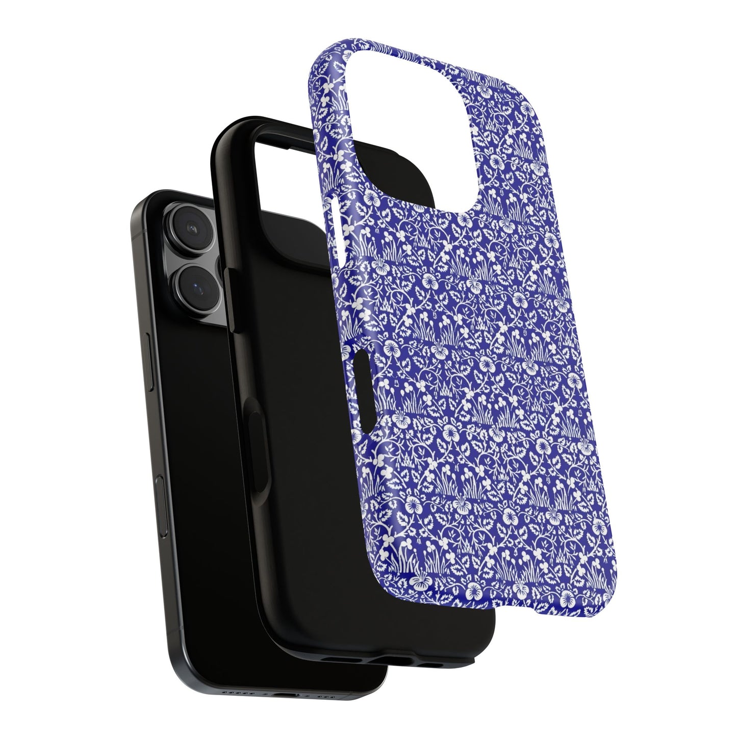 Elegant Floral Phone Case - Tough Cases, Blue Floral Design, Stylish Phone Accessory, Unique Gift, Modern Tech Protection