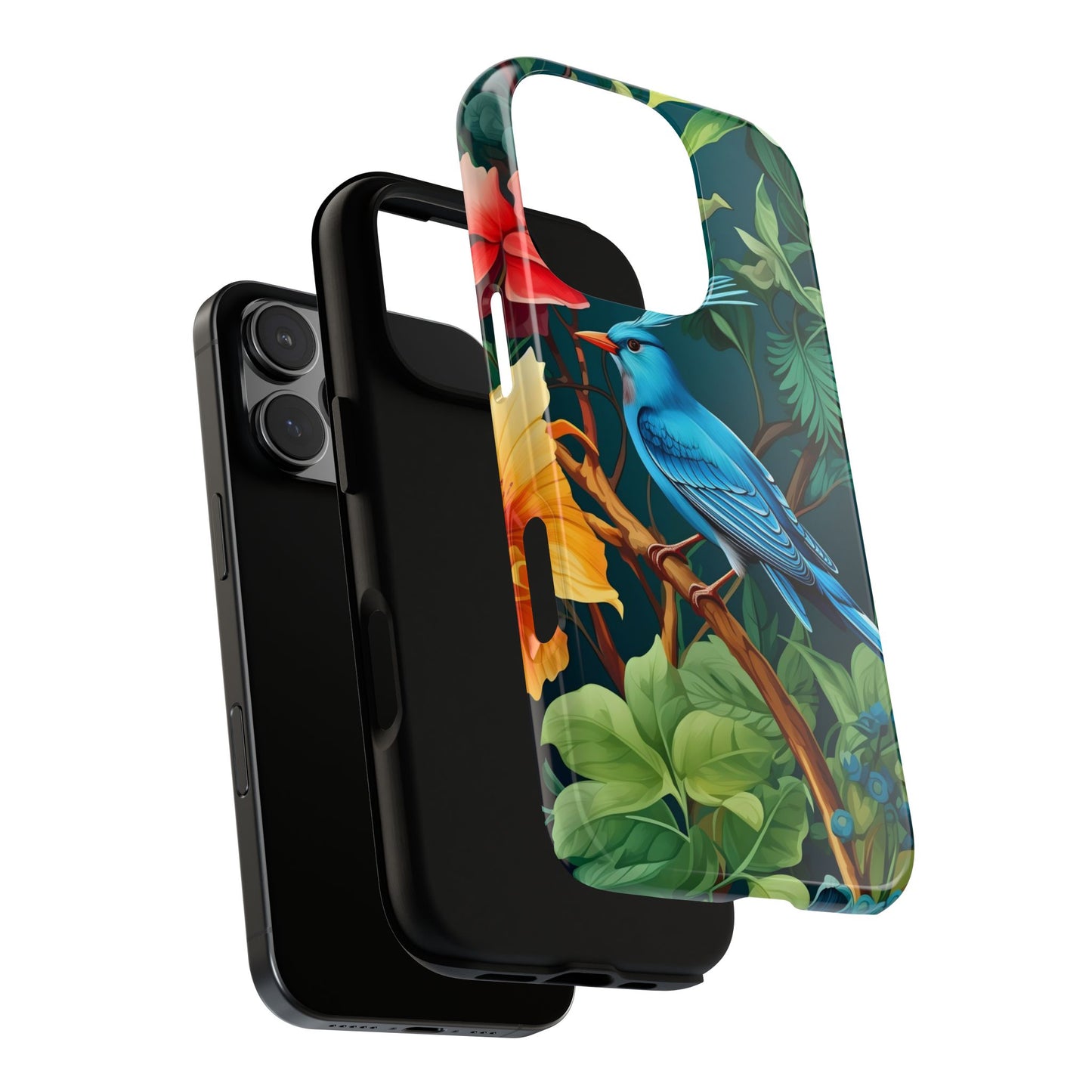 Tough Cases - Vibrant Bird Phone Case, Floral Design, Nature Lover, Unique Gift, Stylish Protection, Phone Accessories