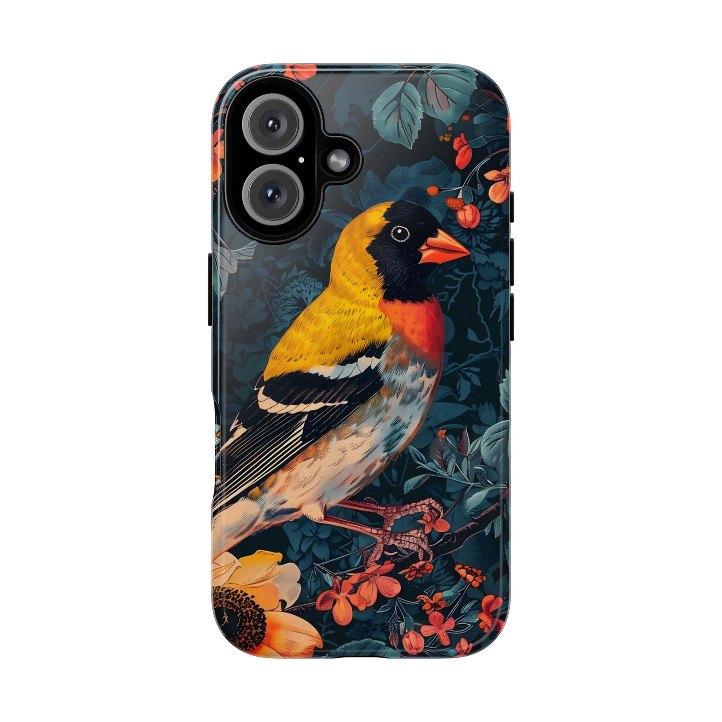 Colorful Bird Phone Case, Floral Phone Cover, Tough Phone Protector, Nature Lover Gift, Botanical Case, Unique Mobile Accessory
