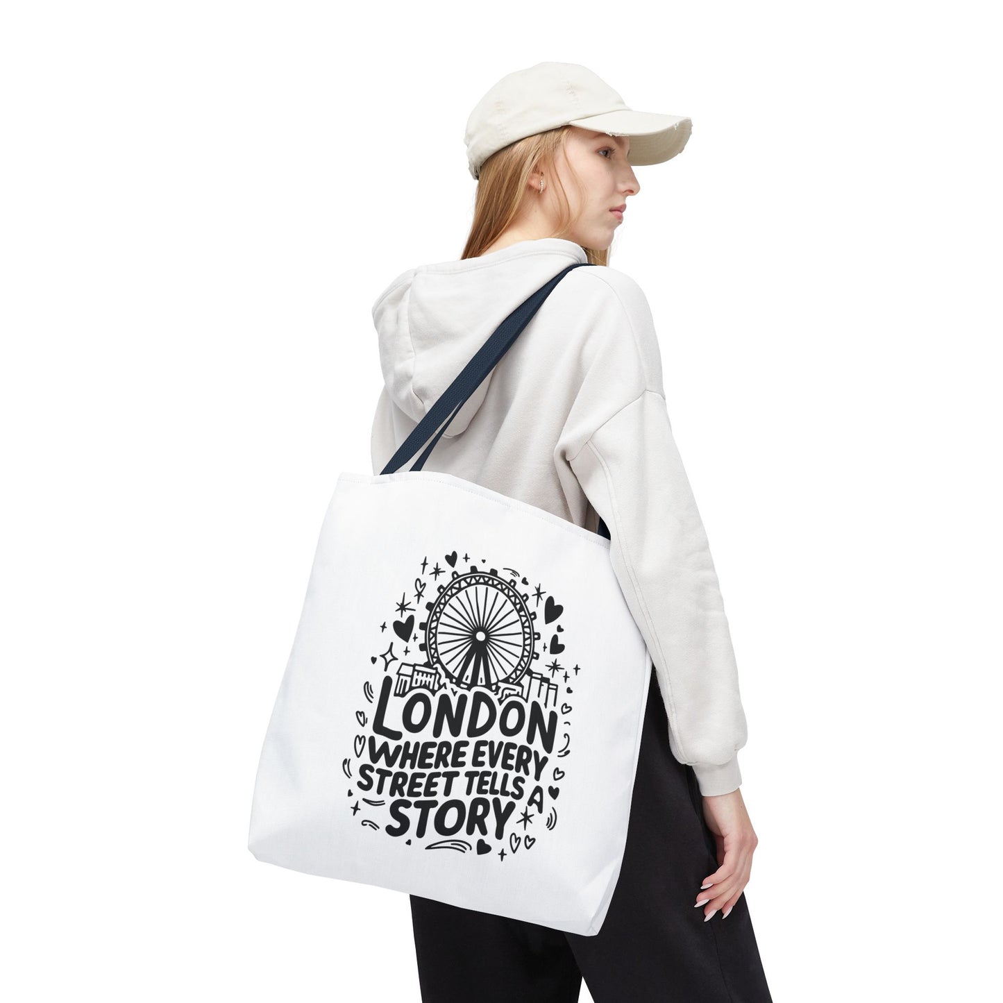 London Storytelling Tote Bag, Gift for Travelers, Reusable Shopping Bag, Casual Carryall, Eco-Friendly Tote