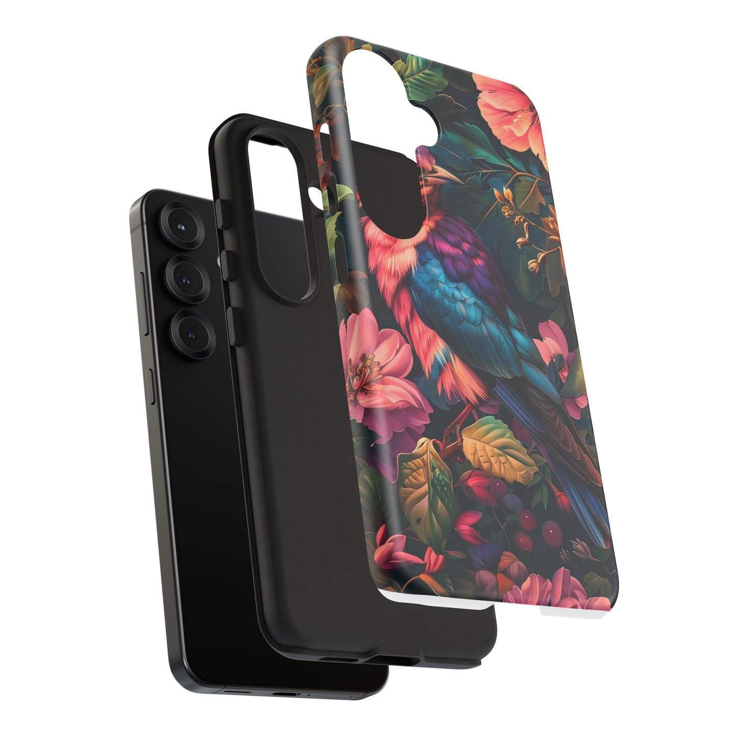 Tough Cases: Vibrant Tropical Bird Phone Case, Floral Smartphone Cover, Nature Lover Gift, Boho Phone Accessory, Cute Bird Case