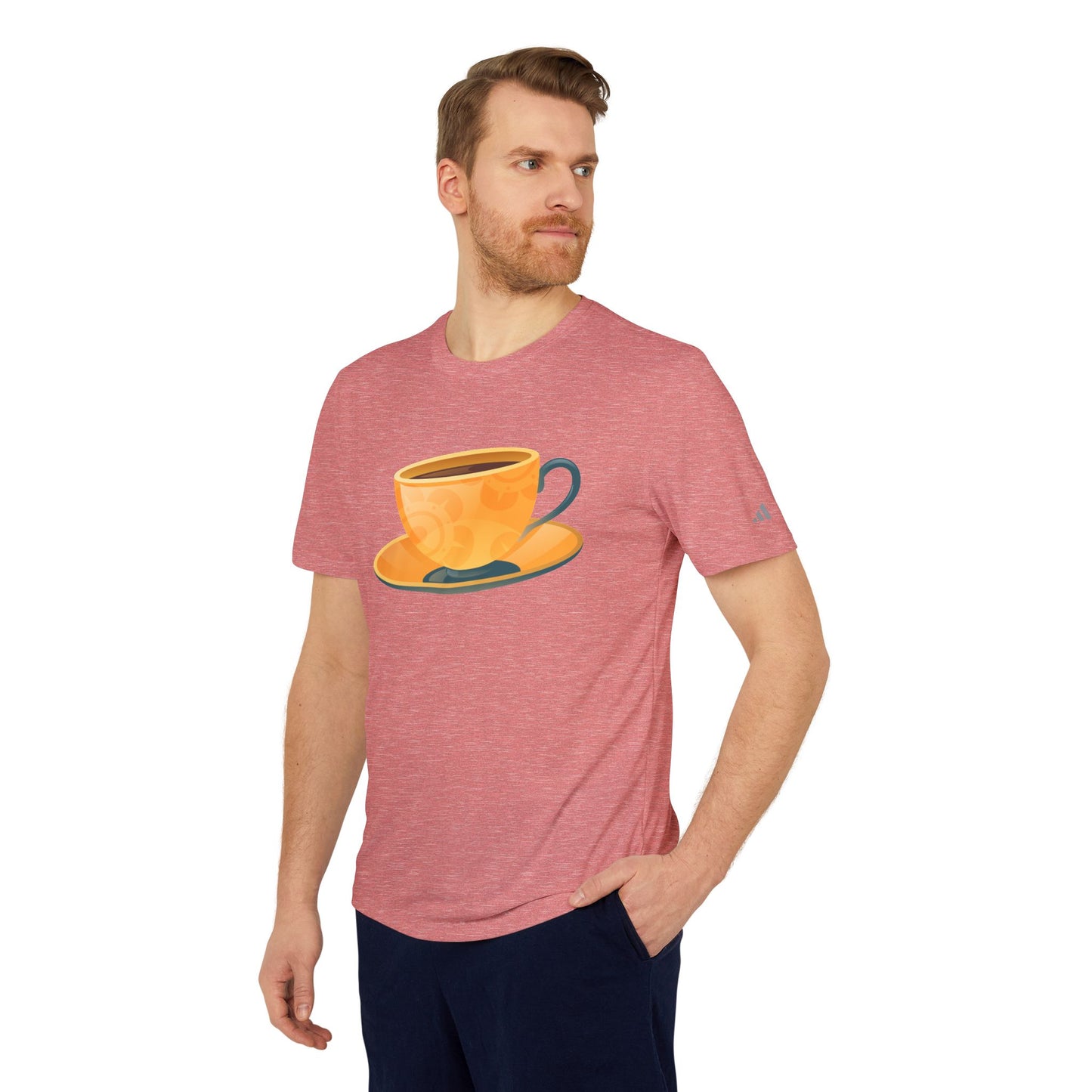 adidas Unisex Sport T-shirt - Elegant British Tea Cup - Classic Tea Time Style