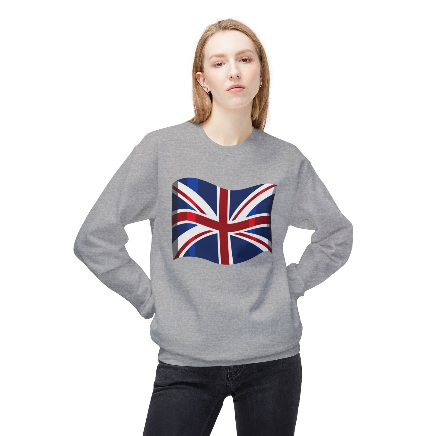Unisex Midweight Softstyle Fleece Crewneck Sweatshirt - Classic UK Flag