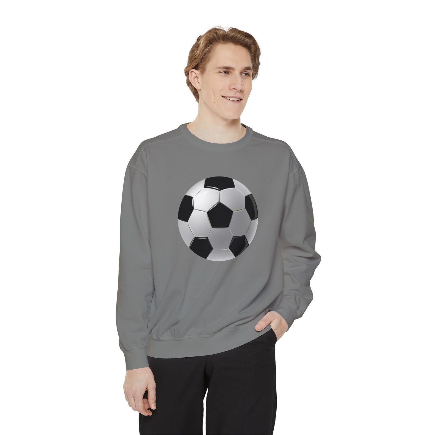 Unisex Garment-Dyed Sweatshirt Cozy - Energetic Football Sports Passion