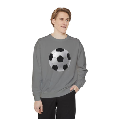 Unisex Garment-Dyed Sweatshirt Cozy - Energetic Football Sports Passion
