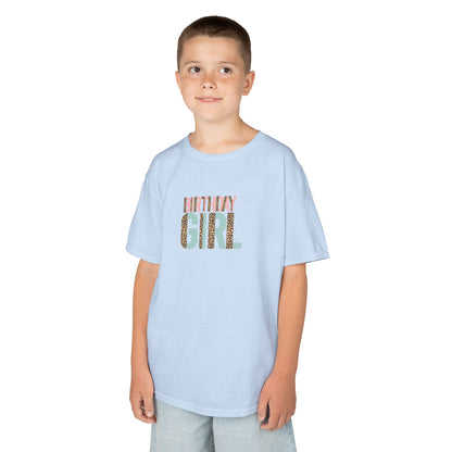 Kids Heavy Cotton Tee - Wild Leopard Print Birthday Girl PNG Design - Cute Celebration T-Shirt