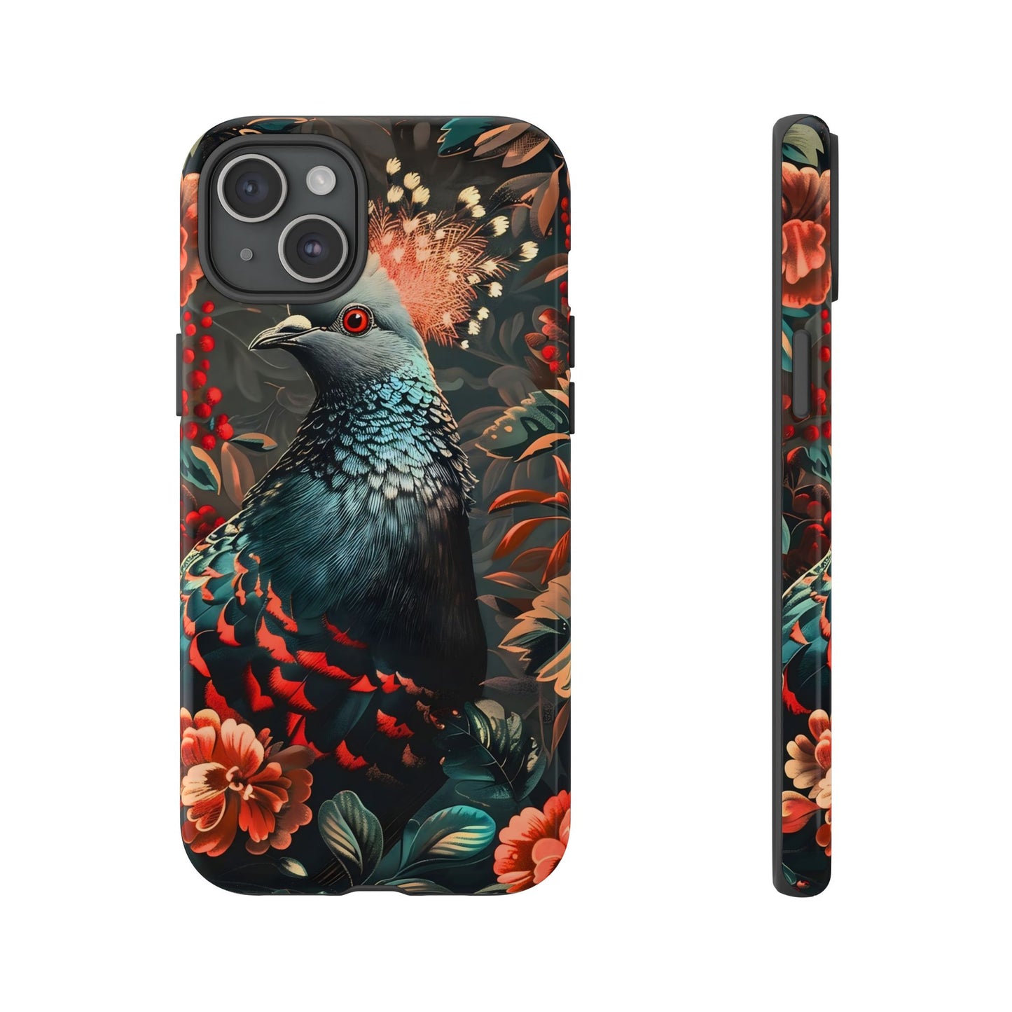 Floral Peacock Phone Case, Tough Cases, Artistic Phone Cover, Unique Gift, Nature Lover Accessory, Protective Case