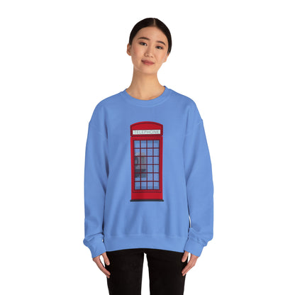Unisex Heavy Blend™ Crewneck Sweatshirt - Iconic British Public Telephone - Classic Red Phone Box Design