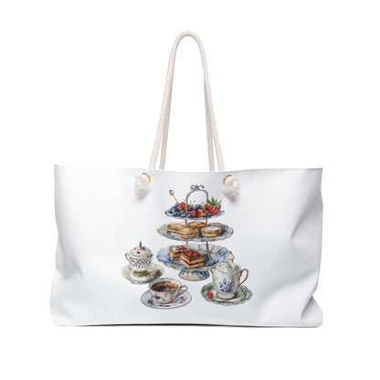 Tea Party Weekender Bag, Stylish Tote for Picnics, Reusable Shopping Bag, Gift for Tea Lovers, Travel Accessories