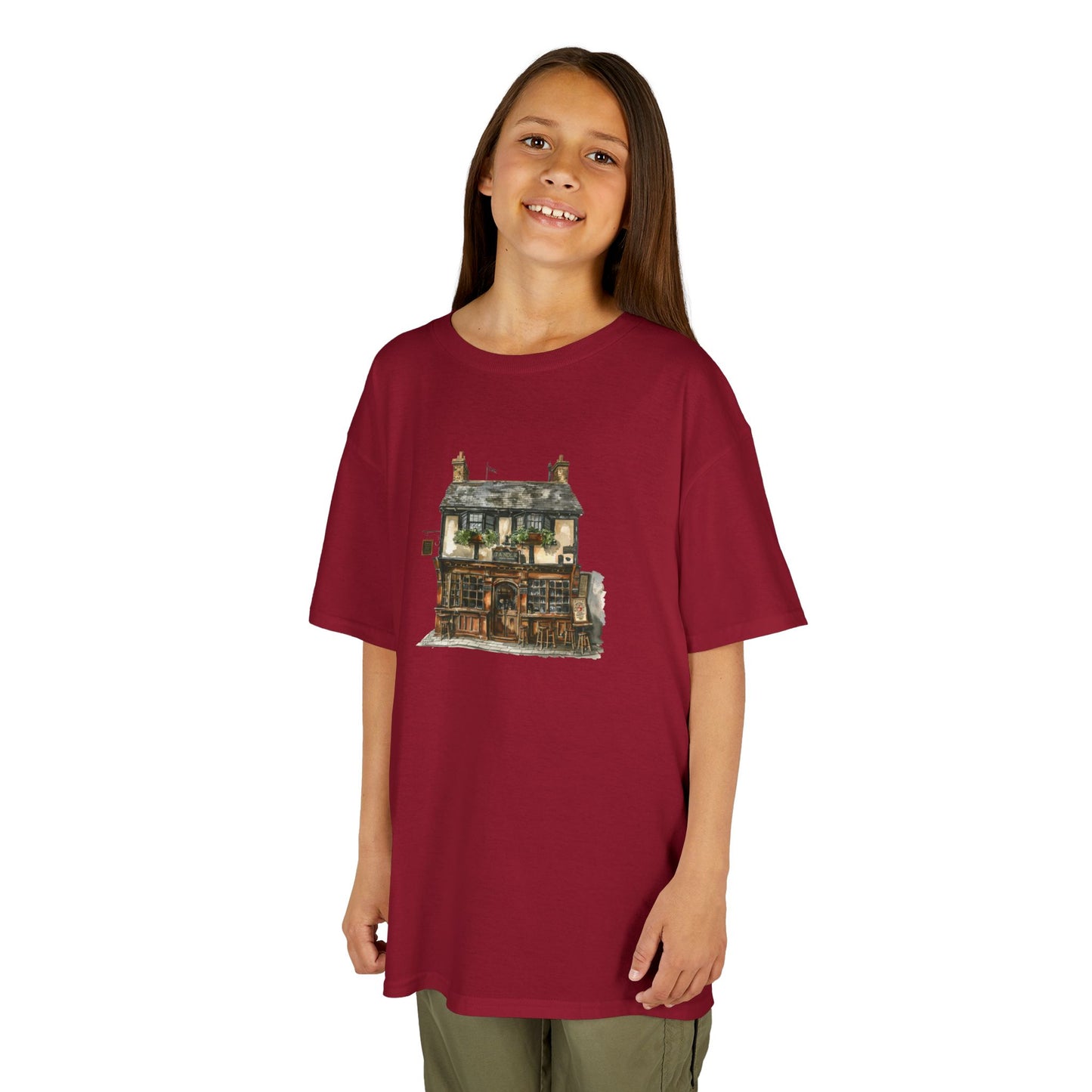 Kids Heavy Cotton™ Tee - Historic English Home Wall Art Design -  Fun & Comfortable Shirt for Young Explorers