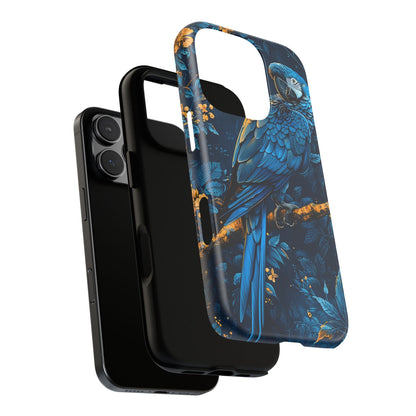 Tough Cases - Vibrant Blue Parrot Phone Case, Tropical Bird Phone Cover, Nature Lover Gift, Eco-Friendly Accessories, Unique Wildlife Decor
