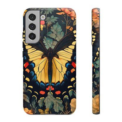 Butterfly Floral Phone Case, Art-inspire Tough Case, Gift for Nature Lovers, Butterfly Pattern Cover, Eco-Friendly Mobile Accessory