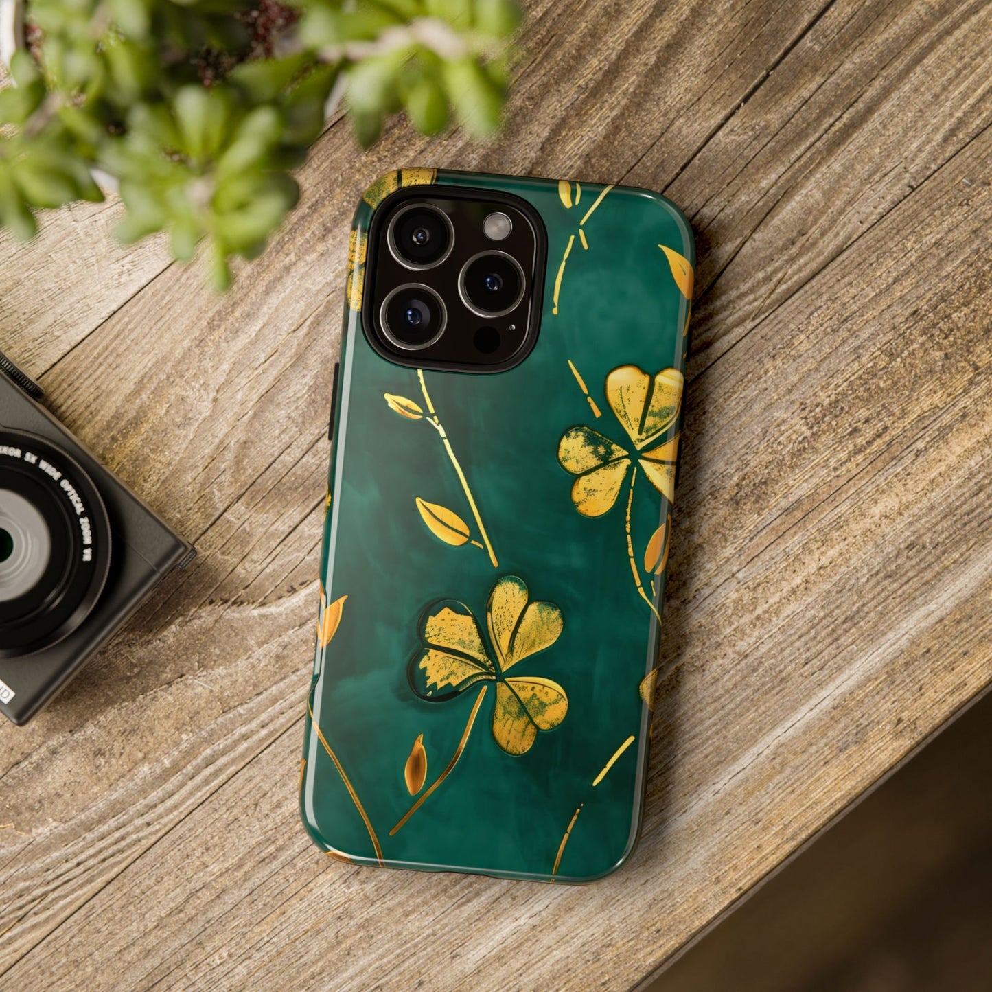 Floral Phone Case with Gold Accents, Tough Phone Cover, Stylish Phone Protector, Unique Gift for Her, Nature Lover Accessory