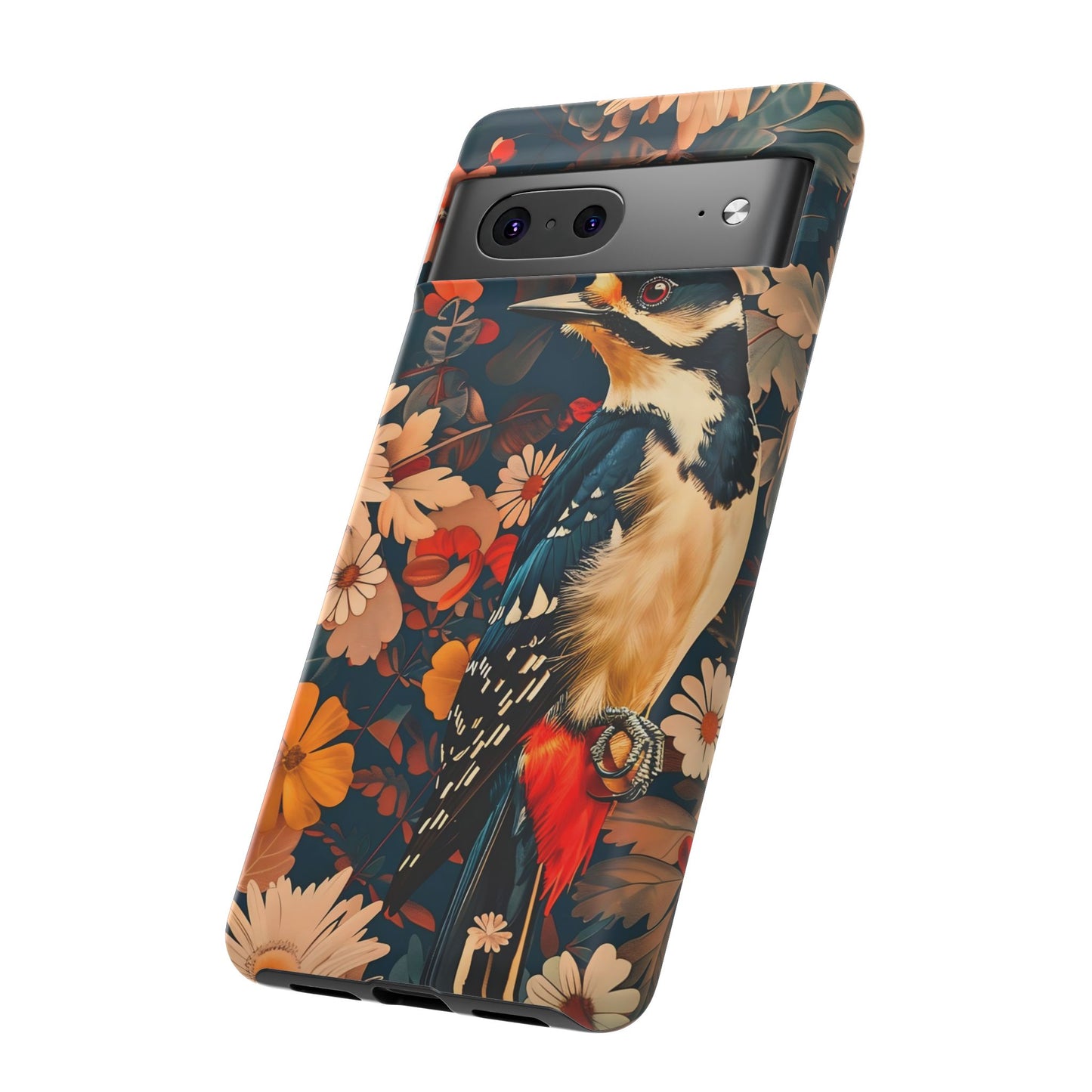 Artistic Bird Phone Case, Unique Tough Cases for Nature Lovers, Floral Design, Cute Gift, Customized Phone Accessories