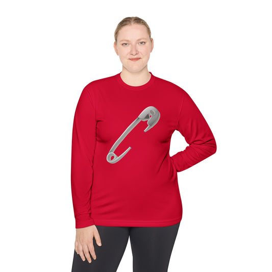Unisex Lightweight Long Sleeve Tee - Safety Pin Design - Casual Everyday Wear