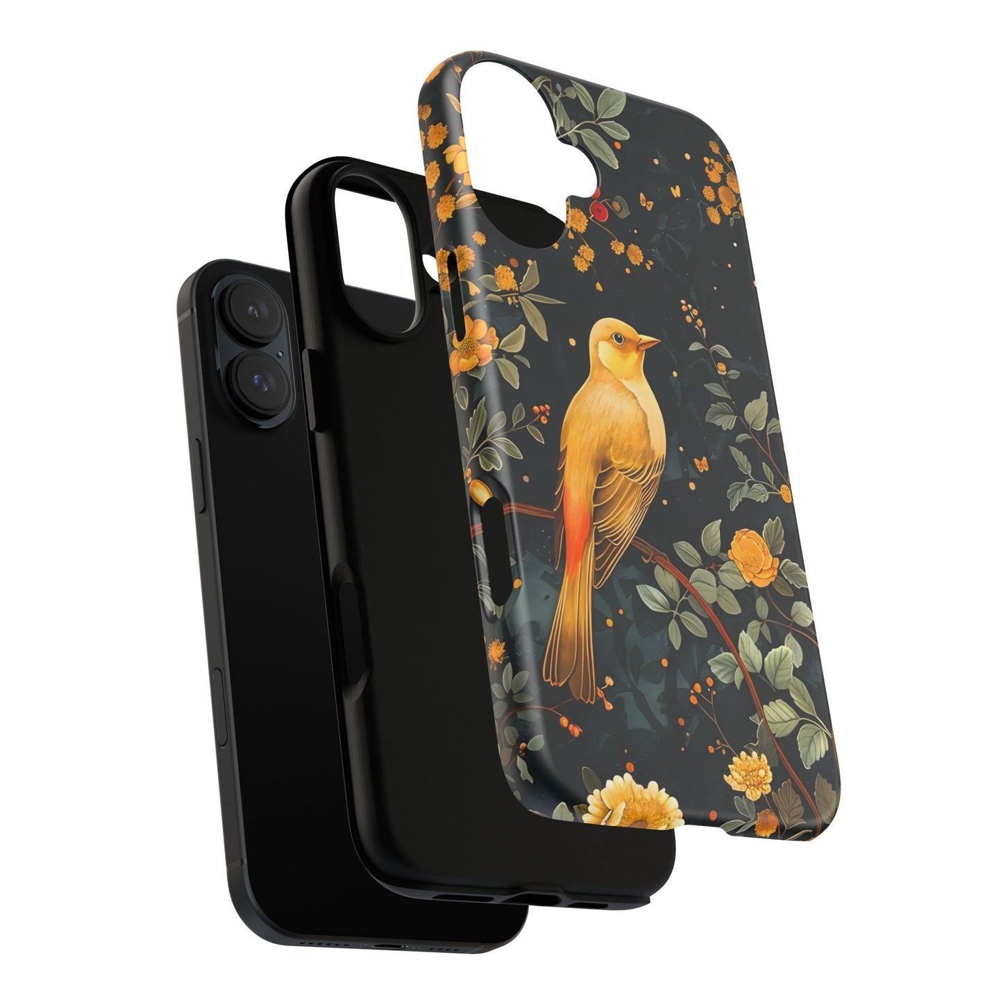 Floral Phone Case, Tough Cases with Bird Design, Nature Lover Gift, Stylish Protection, Birthday Present, Floral Phone Cover
