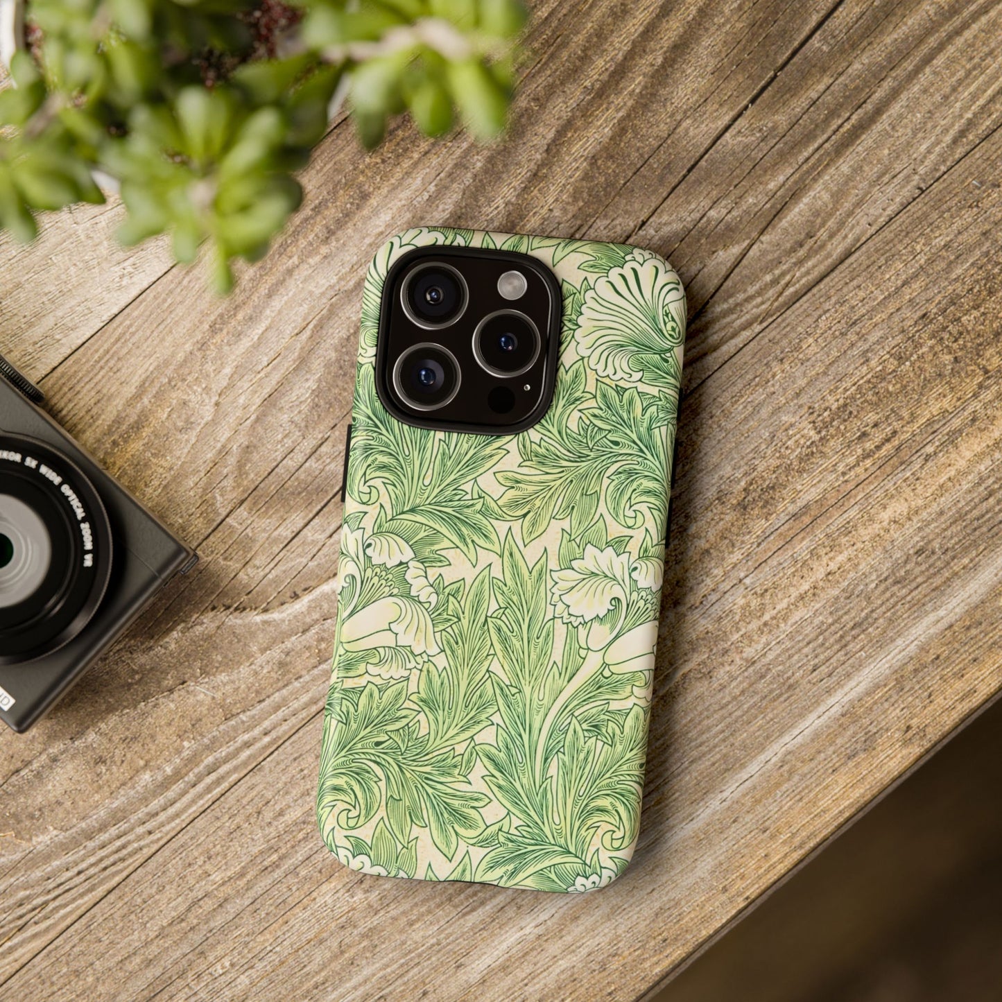Green Floral Phone Case, Botanical iPhone Cover, Tough Phone Shell, Nature-inspired Gift, Eco-friendly Tech Accessory