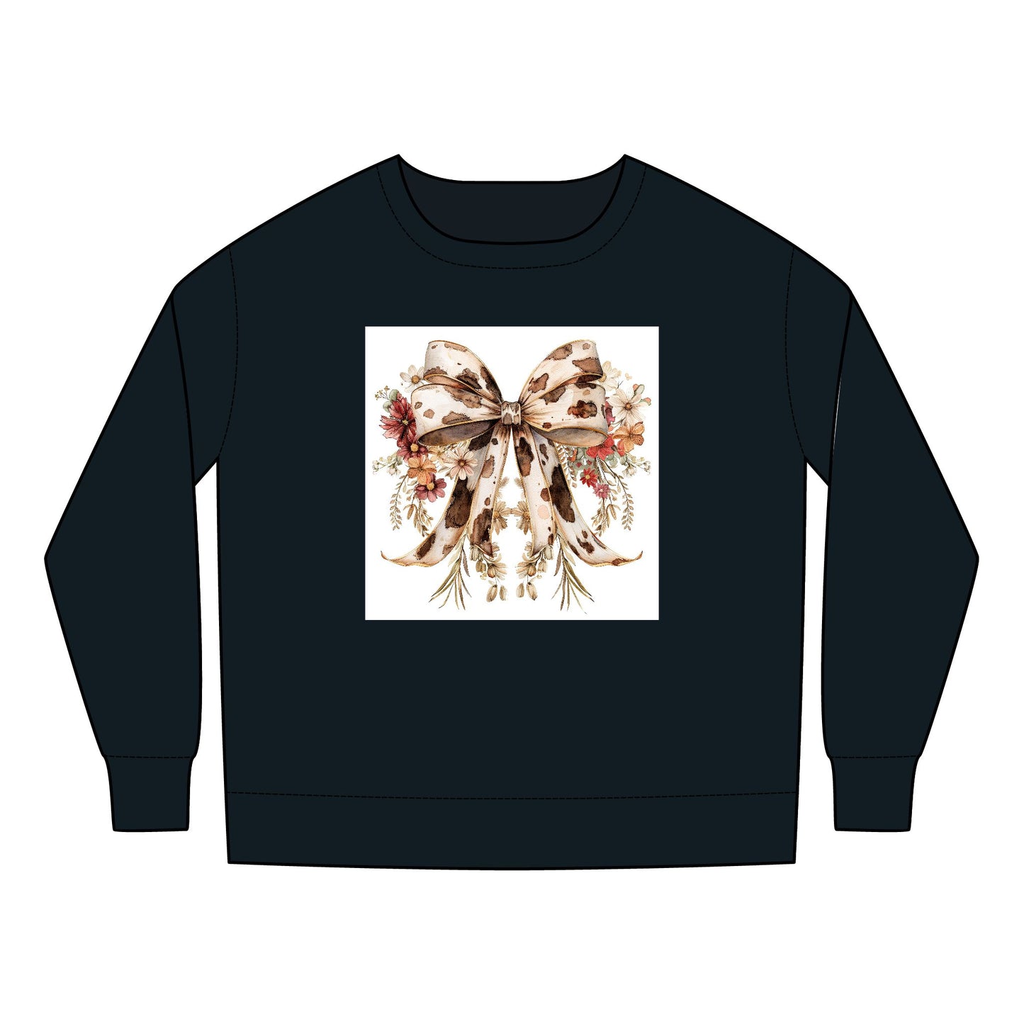Toddler Sweatshirt - Elegant Cowhide Ribbon Bow with Wildflower Bouquet - Cozy & Stylish Gift for Kids
