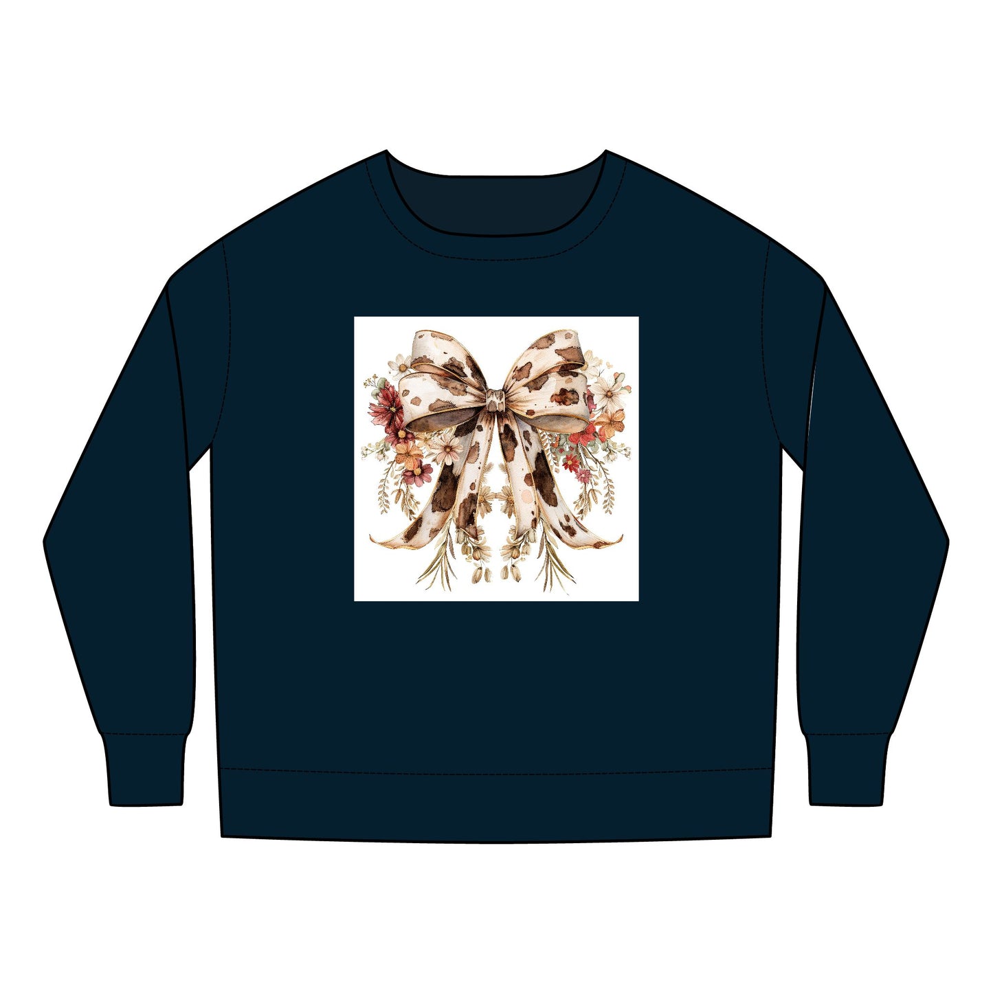 Toddler Sweatshirt - Elegant Cowhide Ribbon Bow with Wildflower Bouquet - Cozy & Stylish Gift for Kids