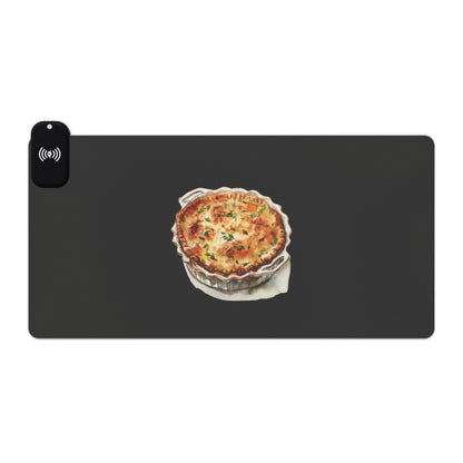 Savory Quiche – British Cuisine Delight - LED Gaming Mouse Pad - Wireless Charging, Gaming Desk Accessories, RGB Light Up Mouse Pad, Office Decor, Geek Gift Idea