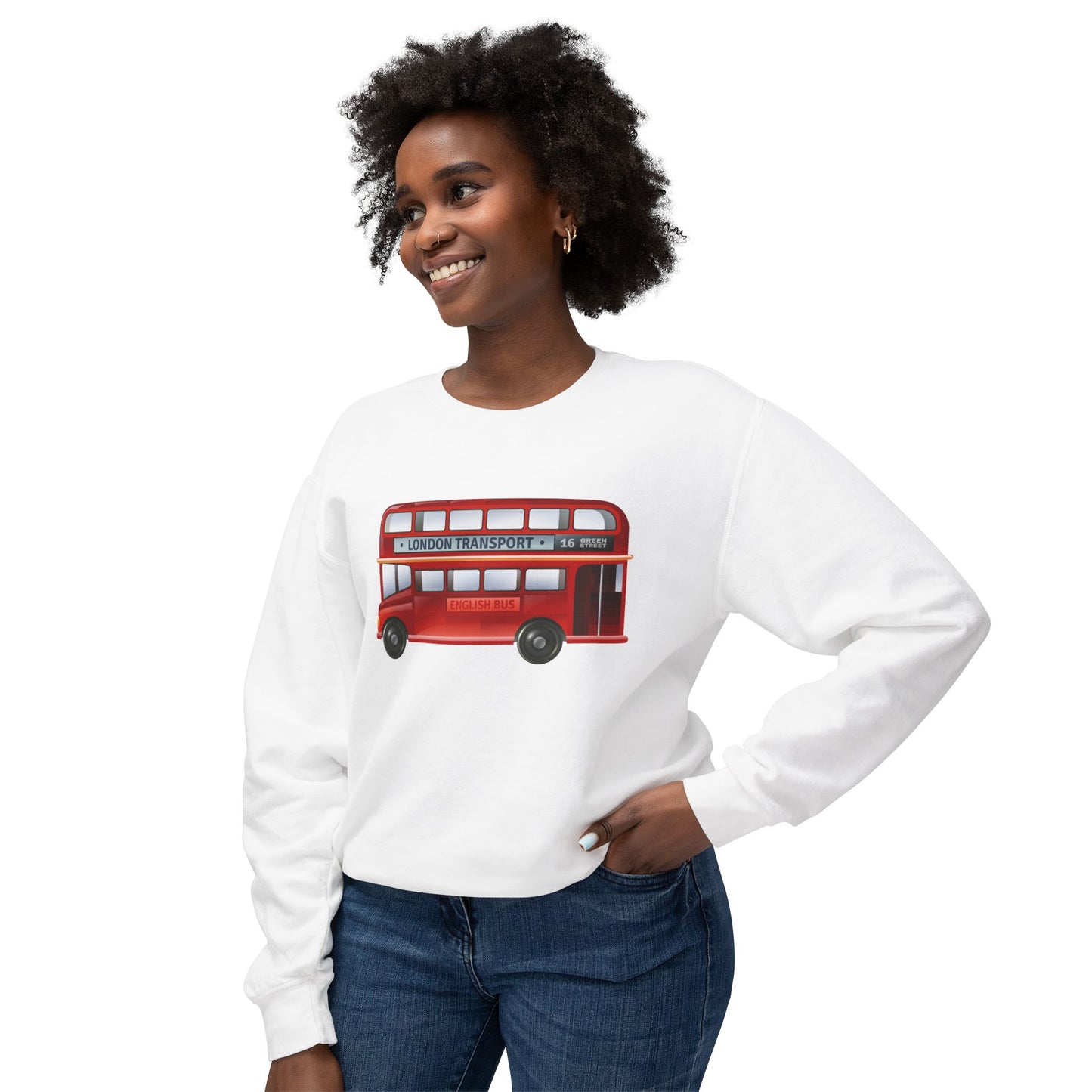 Unisex Lightweight Crewneck Sweatshirt - The Classic British Red Bus