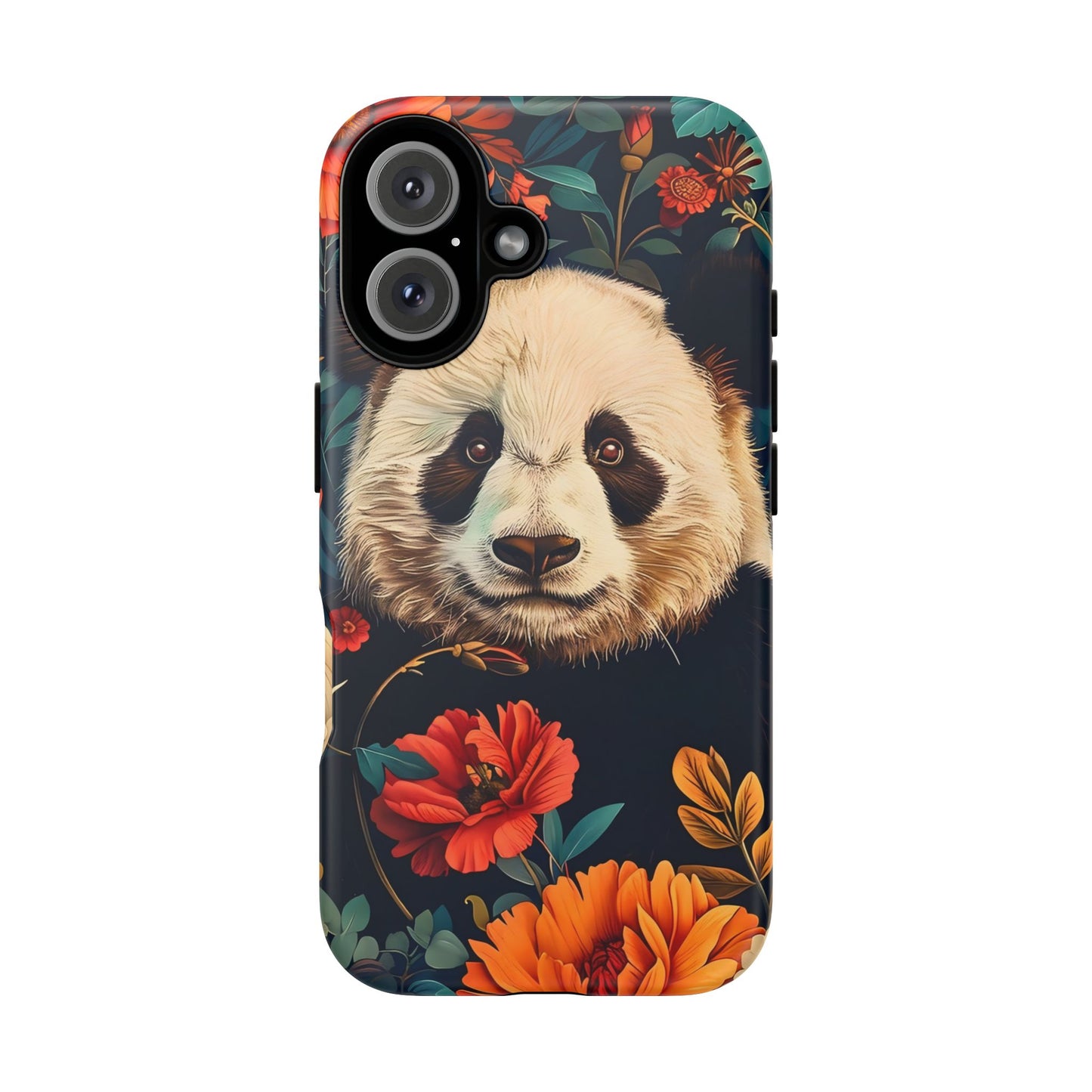 Panda Floral Phone Case, Tough Cases, Cute Animal Case, Floral Design, Gifts for Animal Lovers, Phone Accessories