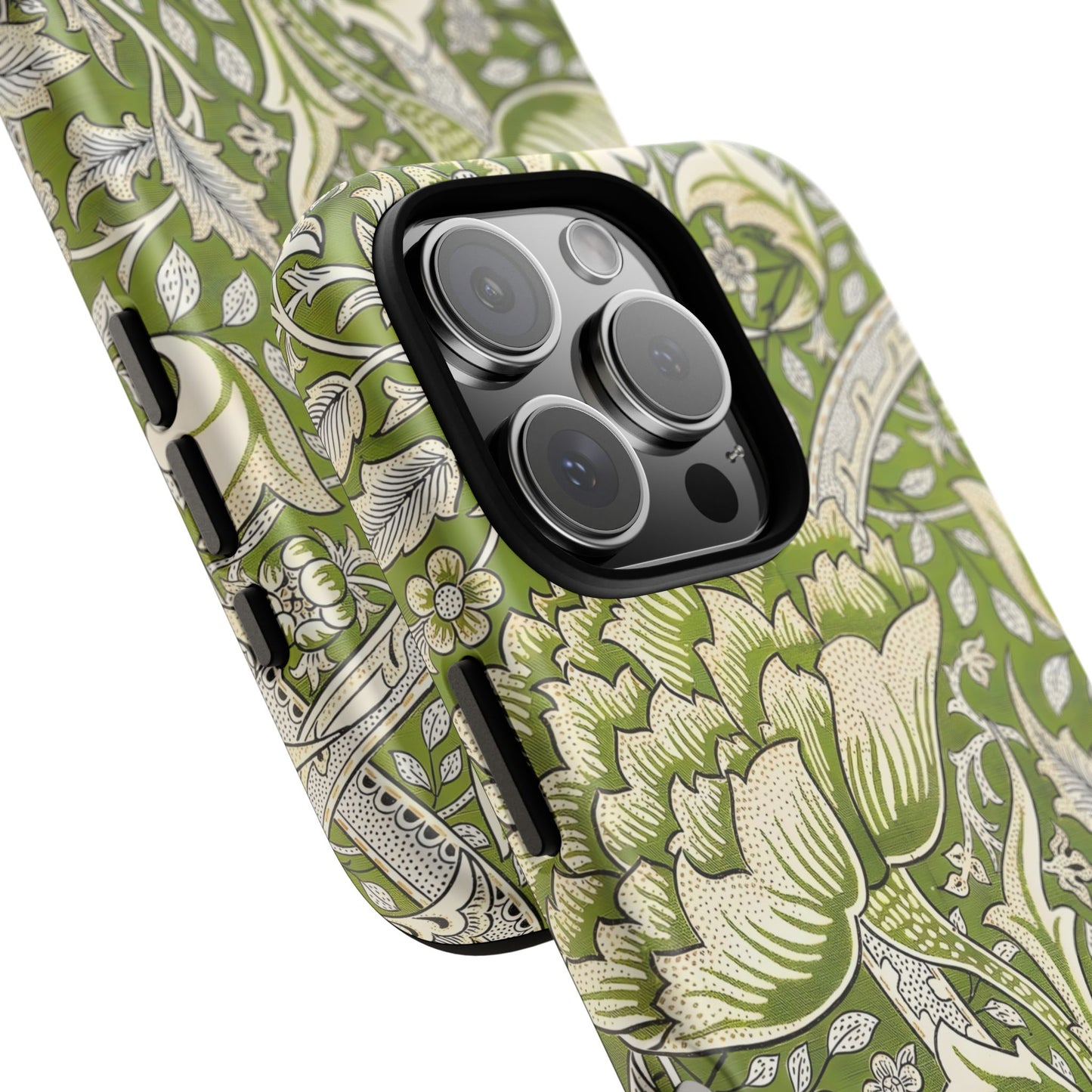 Stylish Phone Case with Floral Design, Durable Protective Cover for iPhone, Unique Gift for Birthdays, Mother's Day, Green Aesthetic