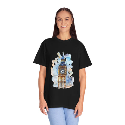 Unisex Garment-Dyed T-shirt - Iconic Big Ben Clock Tower Design