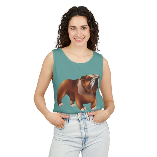 Unisex Garment-Dyed Tank Top - Adorable British Dog