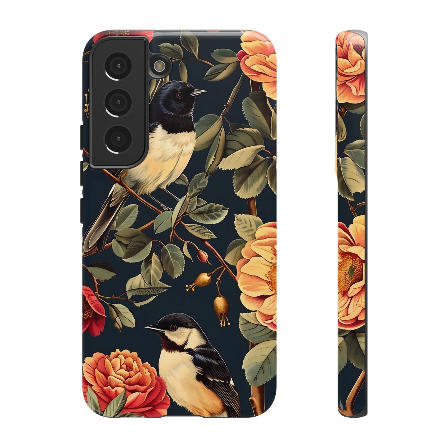 Floral Phone Case with Birds, Botanical iPhone Cover, Bird Lover Gift, Nature-Inspired Accessories, Eco-Friendly Mobile Case