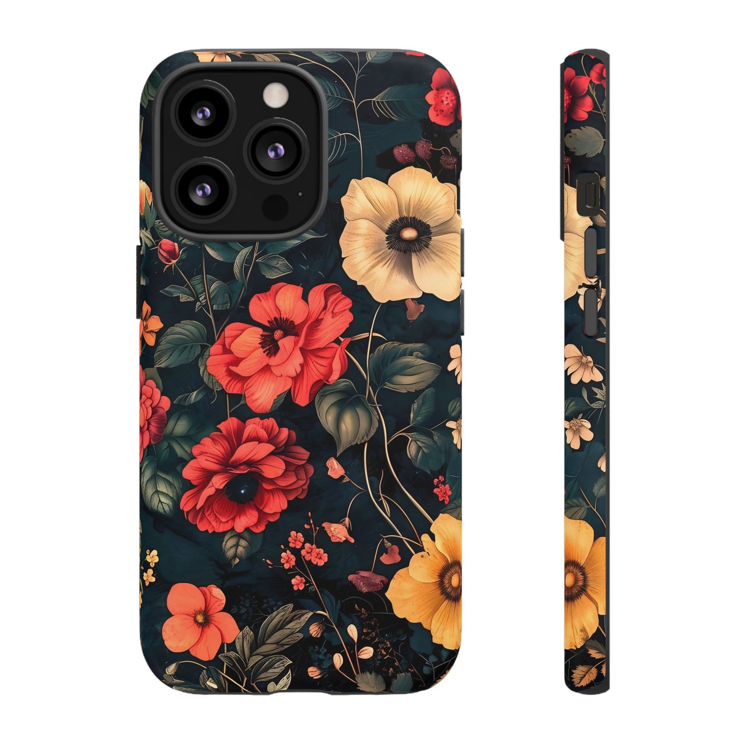 Floral Phone Case, Tough Cases, Flower Motif, Protective Cover, Gift for Her, Floral Design, Spring Accessory