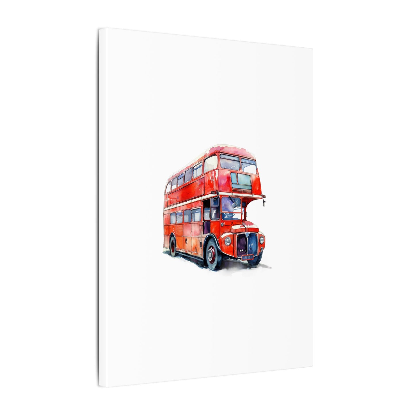 London Red Double-Decker Bus Art Canvas Print, Wall Decor for Travel Lovers, Home Office Gift, Unique Artwork for All Occasions