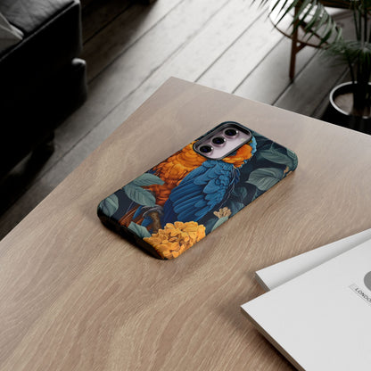 Tropical Parrot Phone Case - Tough Cases, Colorful Phone Cover, Nature Lover Gift, Floral Design, Bird Lover Accessory