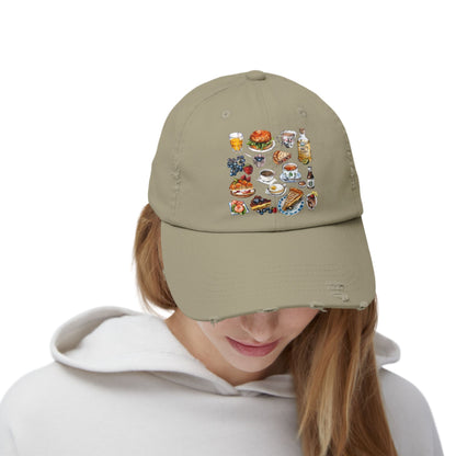 Foodie Fun Distressed Cap | Casual Wear, Gift for Food Lovers, Unique Accessory, Summer Style, Trendy Headwear