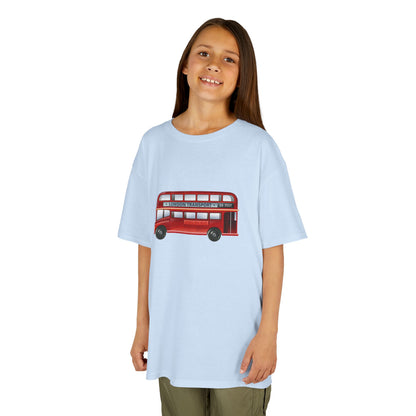 Kids  Tee - Vintage British Double-Decker Bus Art Print - Fun Cotton T-Shirt for Young Explorers