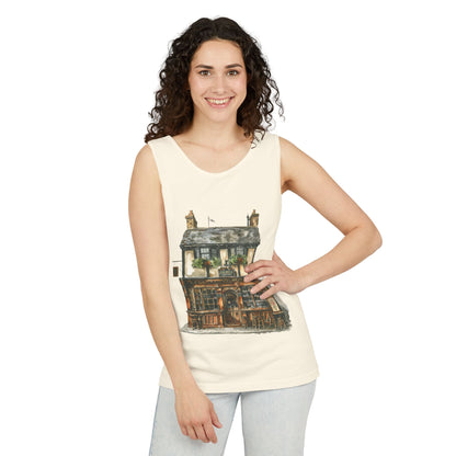 Unisex Garment-Dyed Tank Top - Charming British House - Classic Design and Warmth