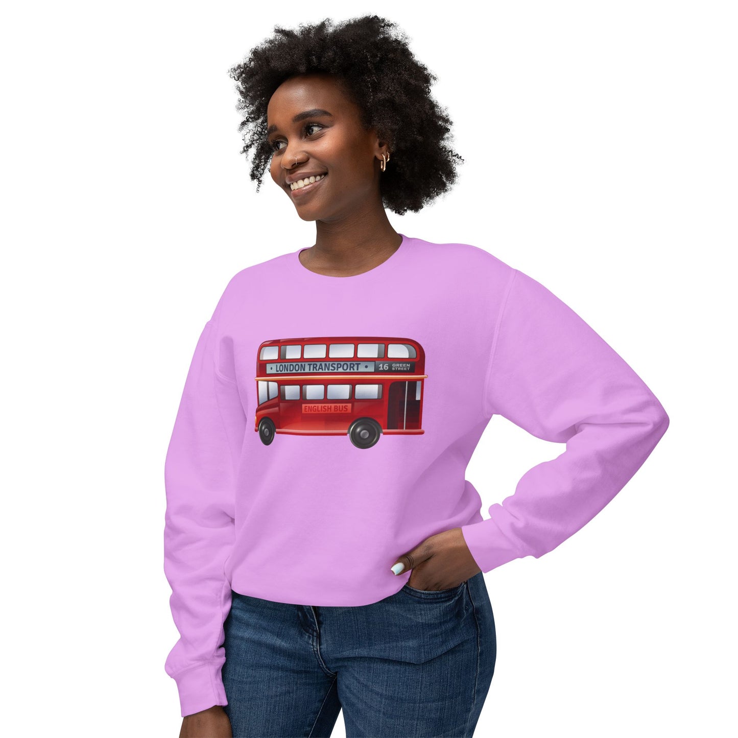 Unisex Lightweight Crewneck Sweatshirt - The Classic British Red Bus