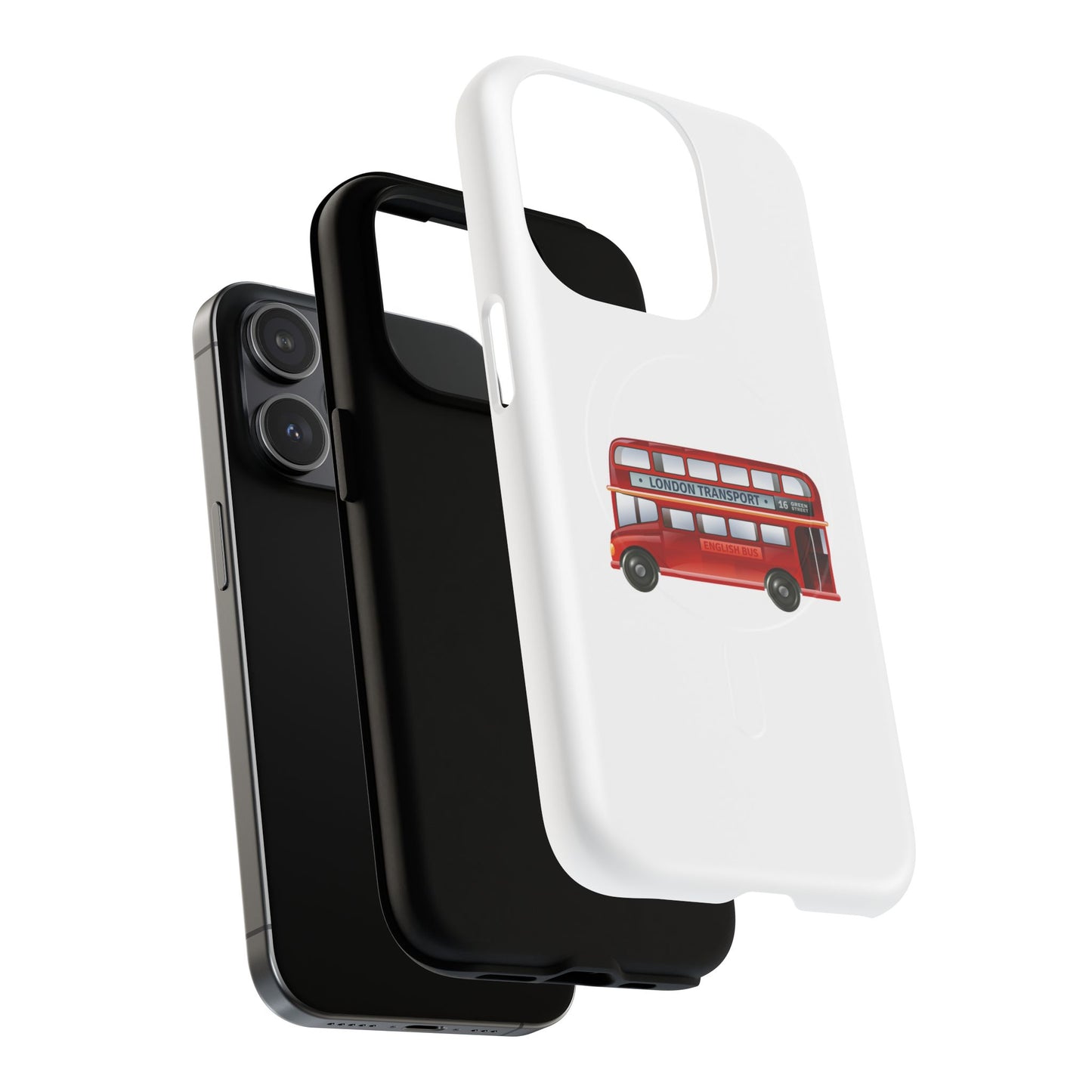 London Bus Tough Magnetic Case, iPhone Protector, Unique Phone Cover, Gifts for Travelers, Durable Mobile Case