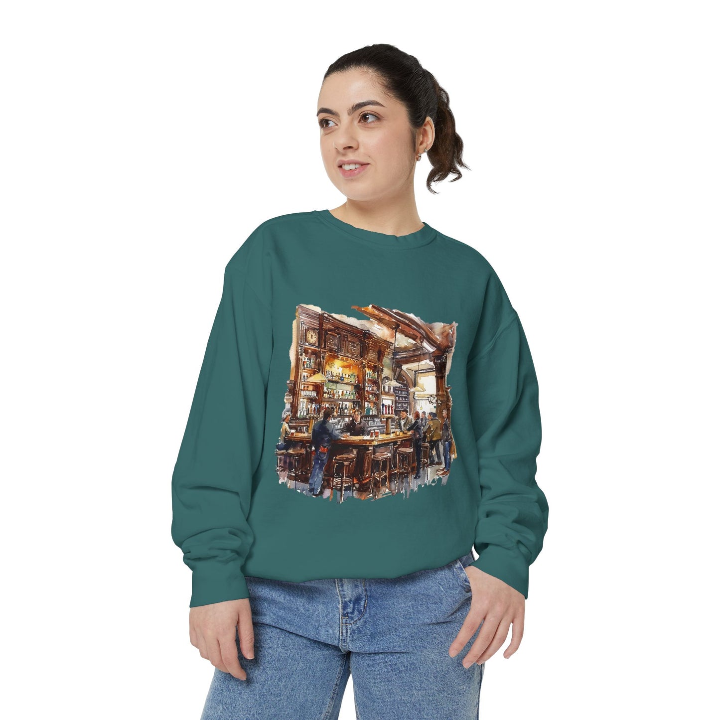 Unisex Garment-Dyed Sweatshirt - Where Friends Gather - The Cozy British Pub