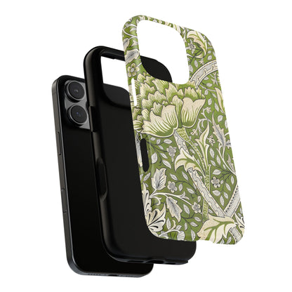Stylish Phone Case with Floral Design, Durable Protective Cover for iPhone, Unique Gift for Birthdays, Mother's Day, Green Aesthetic
