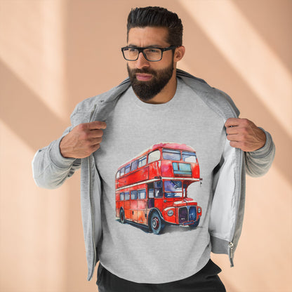 Unisex Crewneck Sweatshirt - London Transport English Bus Red Double-Decker